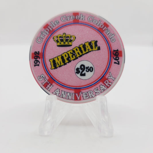 Imperial Casino Hotel Cripple Creek Colorado 1997 "5th Anniversary" $2.50 Casino Chip