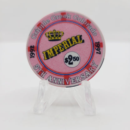 Imperial Casino Hotel Cripple Creek Colorado 1997 "5th Anniversary" $2.50 Casino Chip