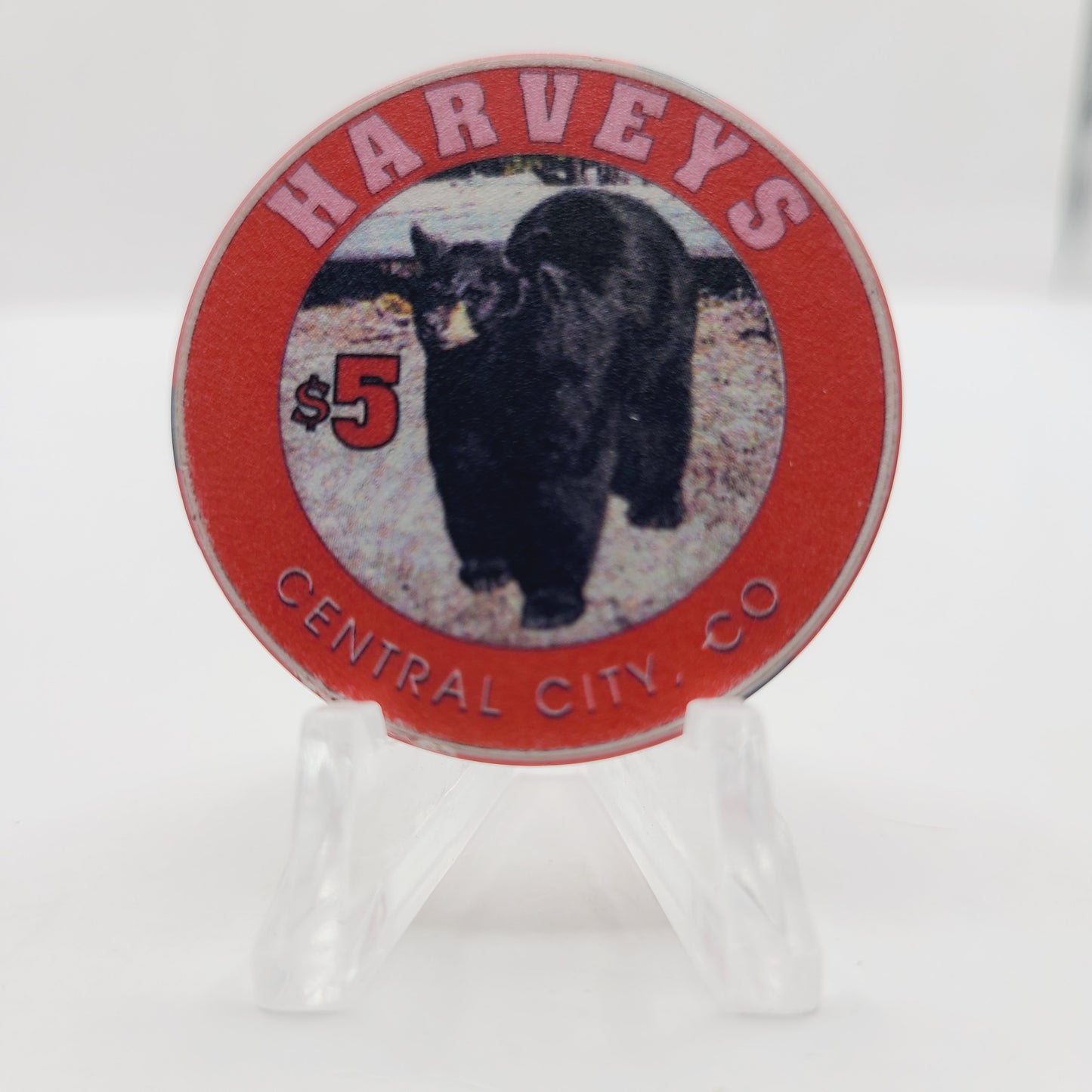 Harvey's Wagon Wheel Hotel Casino Central City Colorado "Bear" $5 Casino Chip