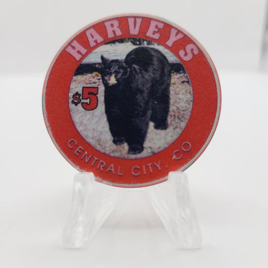 Harvey's Wagon Wheel Hotel Casino Central City Colorado "Bear" $5 Casino Chip
