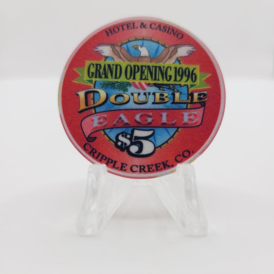 Double Eagle Hotel Casino Cripple Creek Colorado 1996 "Grand Opening"$5 Casino Chip