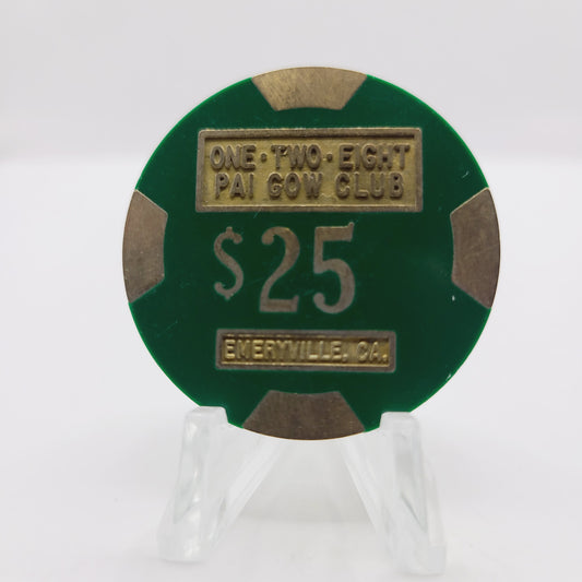 One Two Eight Pai Gow Club Emeryville California "Card Room" $25 Casino Chip