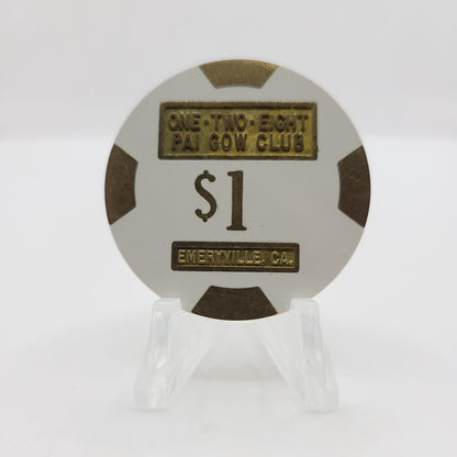 One Two Eight Pai Gow Club Emeryville California "Card Room" $1 Casino Chip
