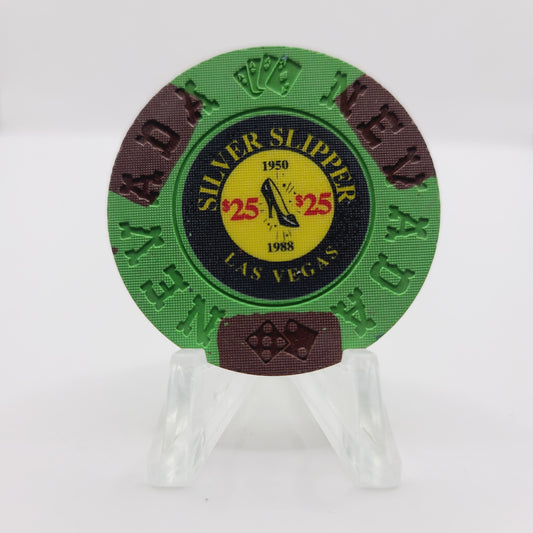 Silver Slipper Gambling Hall & Saloon Las Vegas Nevada 1992 "Borland Imitation" $25 Casino Chip E7364