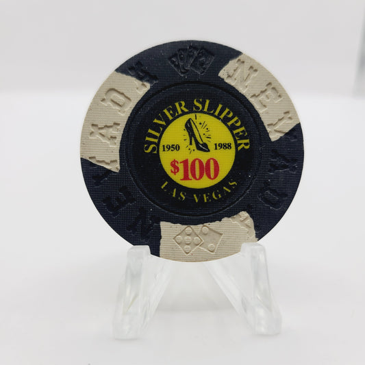 Silver Slipper Gambling Hall & Saloon Las Vegas Nevada 1992 "Borland Imitation" $100 Casino Chip N5962