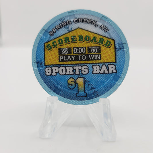 Scoreboard Sports Bar Casino Spring Creek NV 1997 $1 Chip V1488