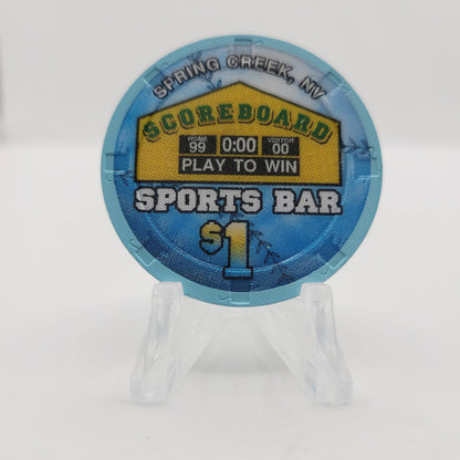 Scoreboard Sports Bar Casino Spring Creek NV 1997 $1 Chip V1488