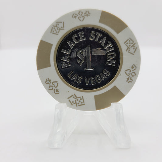 Palace Station Casino Las Vegas Nevada $1 "Coin Inlay " Casino Chip N1997