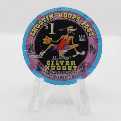 Mahoney's Silver Nugget Casino Las Vegas Nevada $1 "Shootin' Hoops 2002" Casino Chip V9778