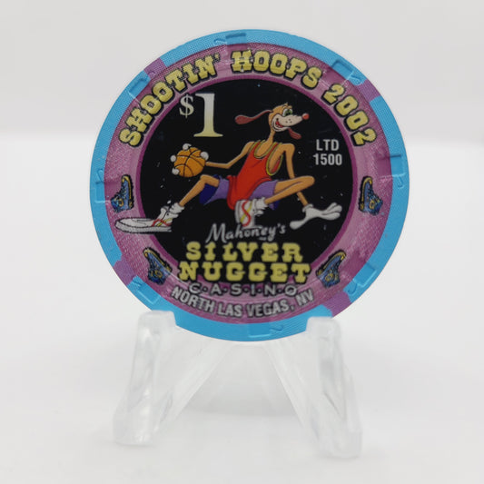 Mahoney's Silver Nugget Casino Las Vegas Nevada $1 "Shootin' Hoops 2002" Casino Chip V9778