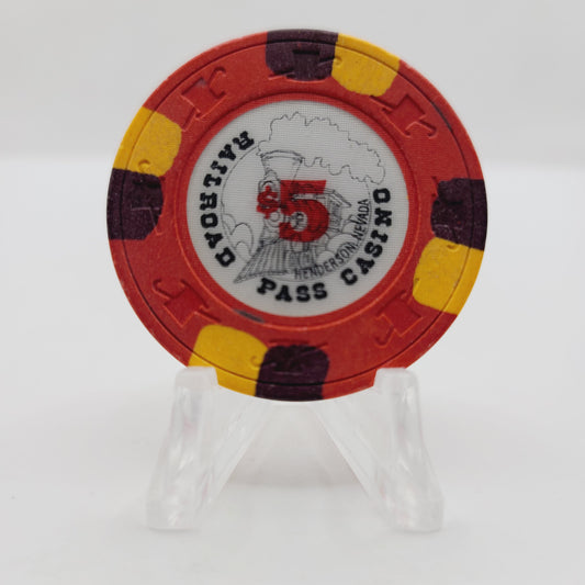 Railroad Pass Hotel Casino Henderson Nevada 1989 $5 Casino Chip N2030