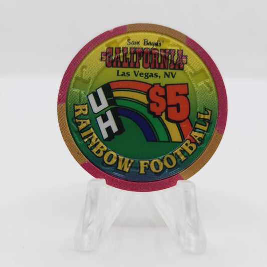 California Hotel Casino Las Vegas Nevada 1995 "Hawaii vs. Las Vegas September 30th" $5 Casino Chip N1267