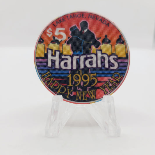 Harrah's Hotel Casino Lake Tahoe 1995 "New Year's" $5 Casino Chip N0607