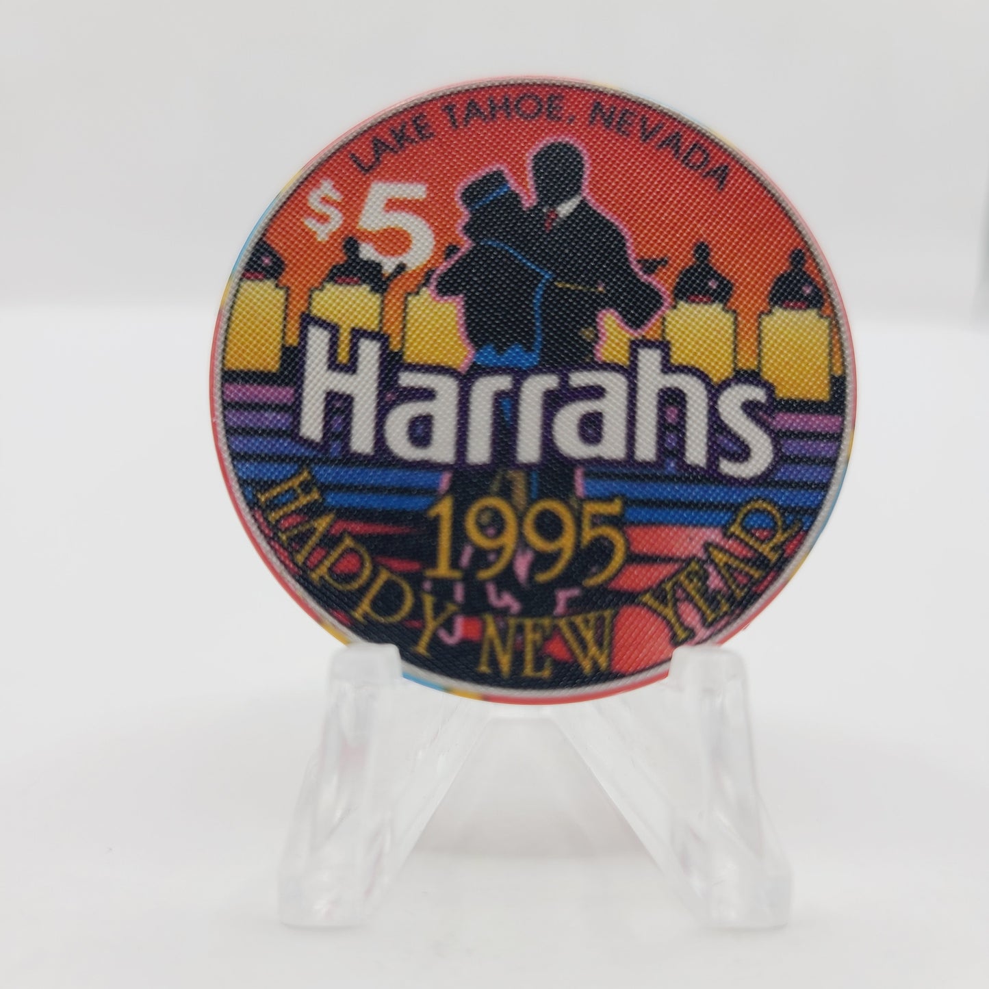 Harrah's Hotel Casino Lake Tahoe 1995 "New Year's" $5 Casino Chip N0607