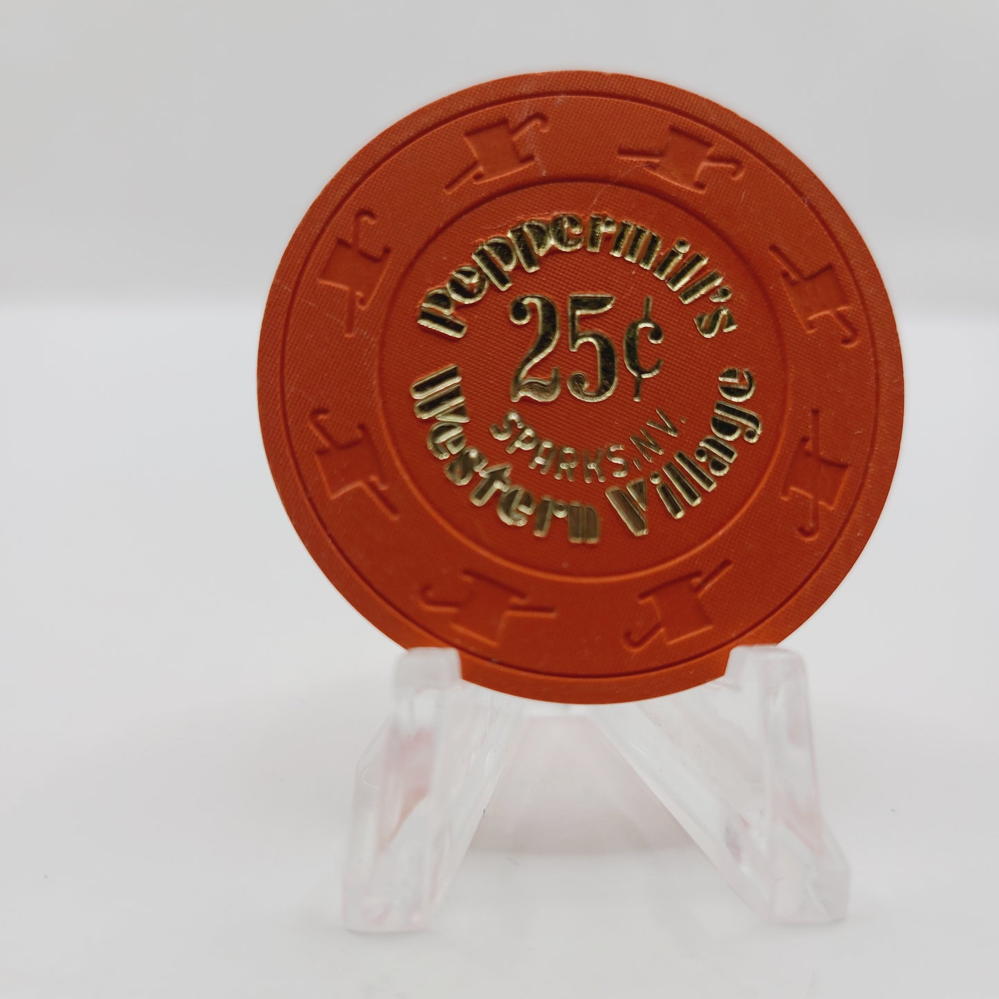Peppermills Western Village Inn and Casino Sparks Nevada 1987 $.25 Casino Chip N3127