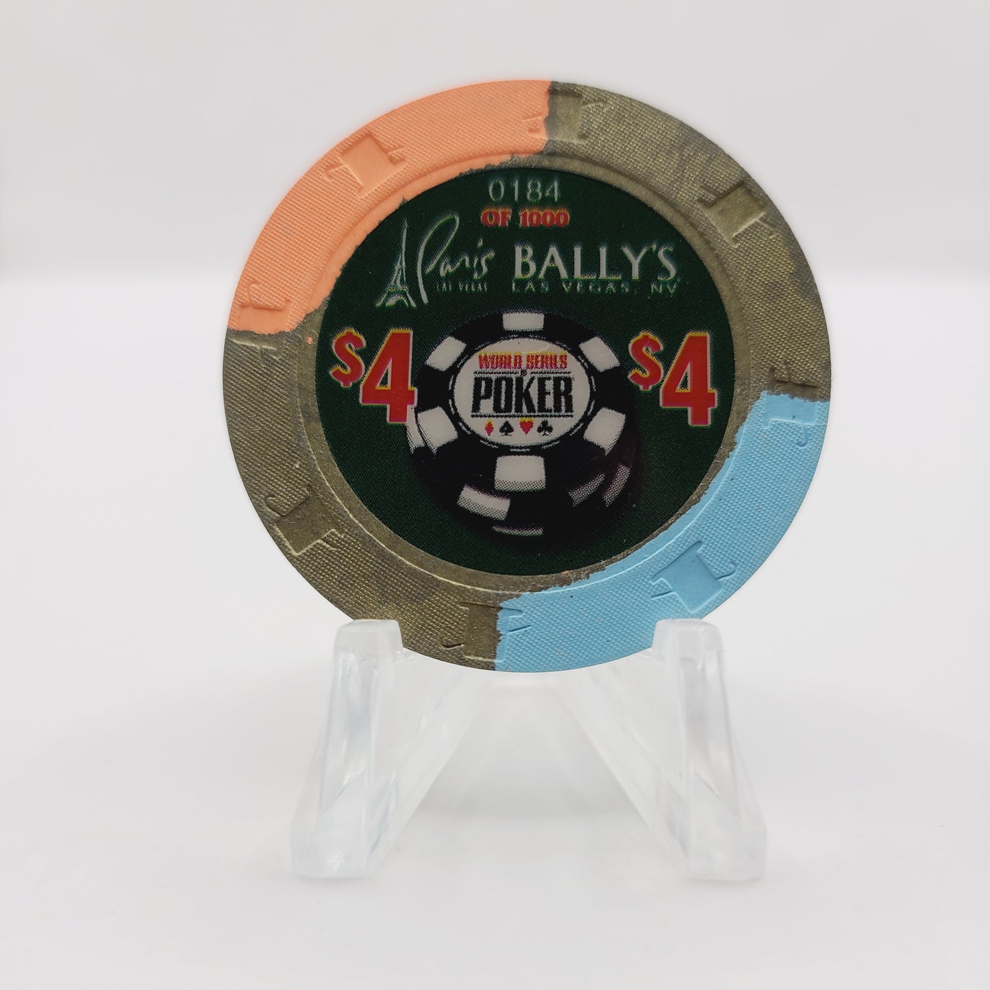 Bally's Paris Hotel Casino Las Vegas Nevada 2006 "World Series of Poker" $4 Casino Chip E5311.1   #184 of 1000
