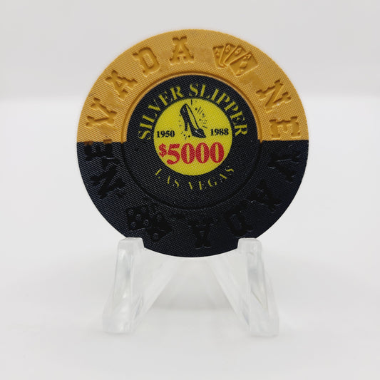Silver Slipper Gambling Hall Saloon Las Vegas Nevada 1992 $5,000 "Borland Imitation" Casino chip N6023