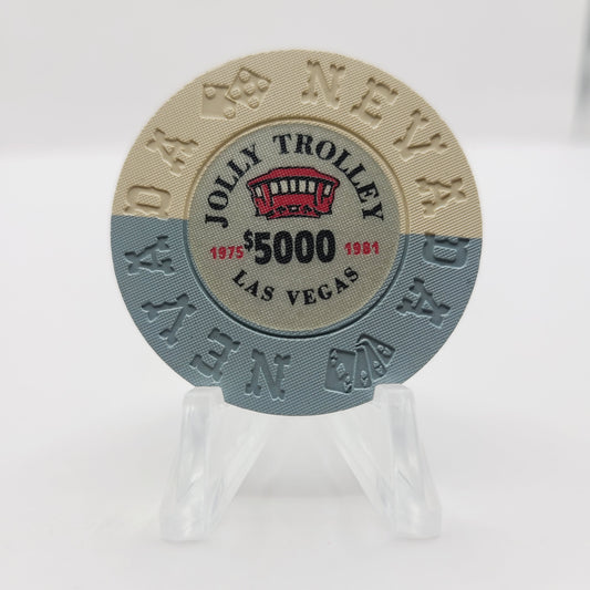 Jolly Trolley Casino Las Vegas Nevada 1993 $5,000 "Borland Imitation"Casino Chip