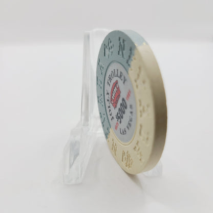 Jolly Trolley Casino Las Vegas Nevada 1993 $5,000 "Borland Imitation"Casino Chip