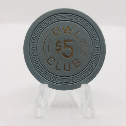 Owl Club Casino Restaurant Battle Mountain Nevada 1960 $5 Casino Chip V1274