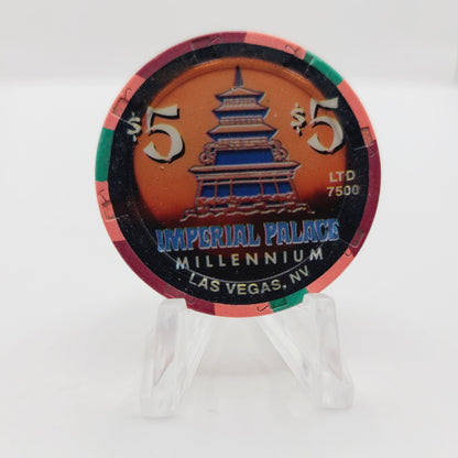 Imperial Palace Hotel Casino Las Vegas Nevada 1999 "Millennium" $5 Casino Chip V4687
