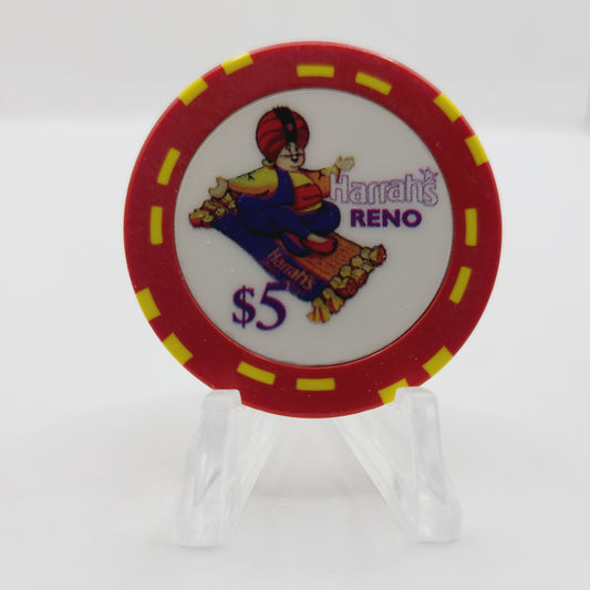 Harrah's Casino Hotel Reno Nevada 1996 $5 "Flying Carpet" Casino Chip N8535
