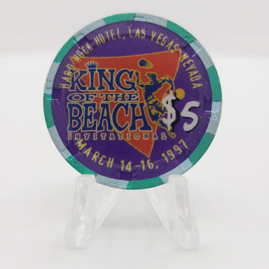 Hard Rock Hotel Casino Las Vegas Nevada 1997 "King of the Beach" $5 Casino Chip N8492
