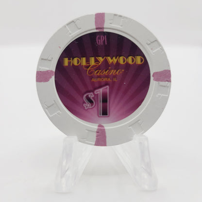 Hollywood "Riverboat" Casino Aurora Illinois 2024 $1 Casino Chip CG315510