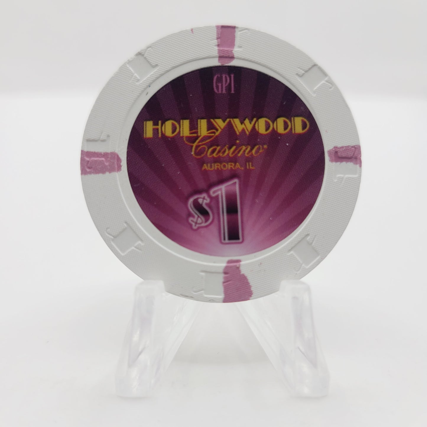 Hollywood "Riverboat" Casino Aurora Illinois 2024 $1 Casino Chip CG315510