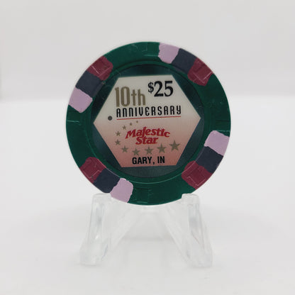 Majestic Star Riverboat Casino Gary Indiana $25 10th Anniversary Casino Chip