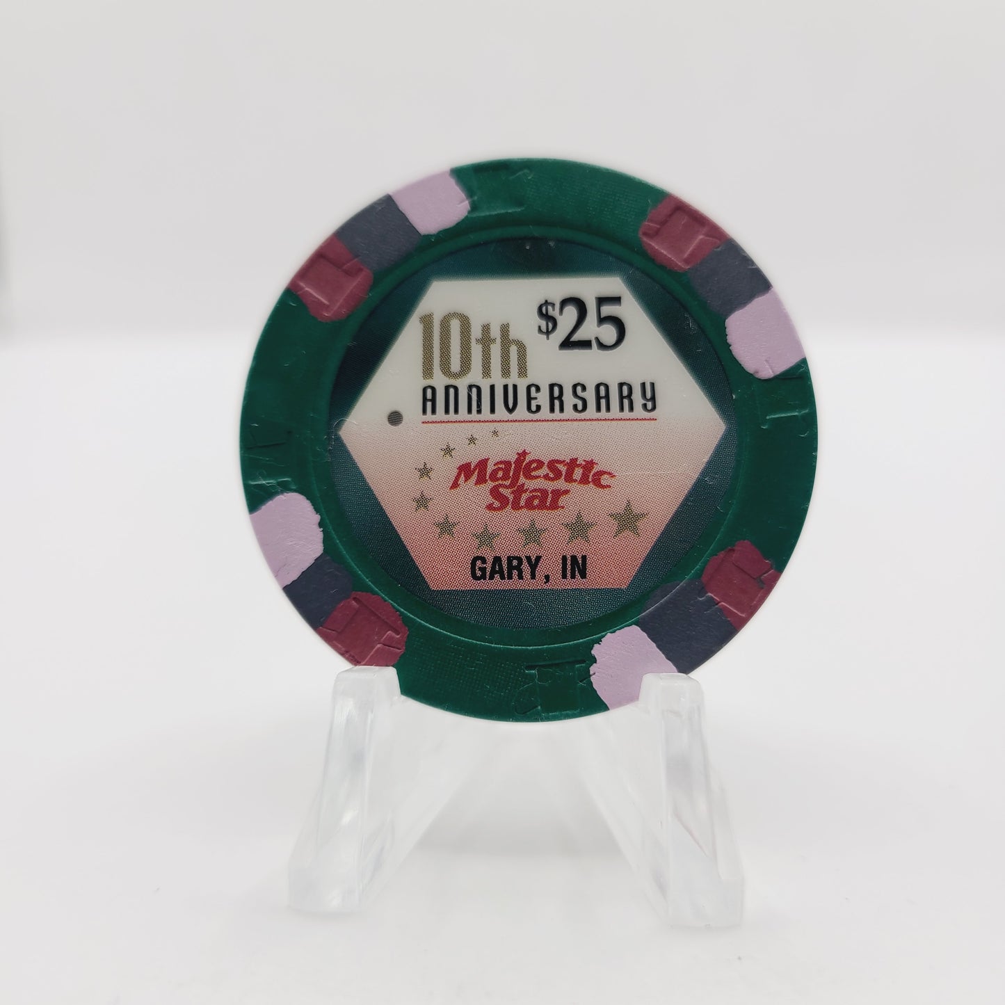 Majestic Star Riverboat Casino Gary Indiana $25 10th Anniversary Casino Chip