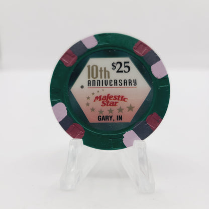 Majestic Star Riverboat Casino Gary Indiana $25 10th Anniversary Casino Chip