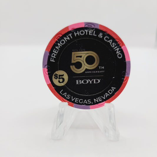 Fremont Hotel Casino Las Vegas Nevada 2025 "Boyd 50th Anniversary" $5 Casino Chip