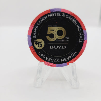 Sam's Town Hotel Casino Las Vegas Nevada 2025 "Boyd 50th Anniversary" $5 Casino Chip