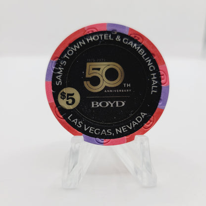 Sam's Town Hotel Casino Las Vegas Nevada 2025 "Boyd 50th Anniversary" $5 Casino Chip
