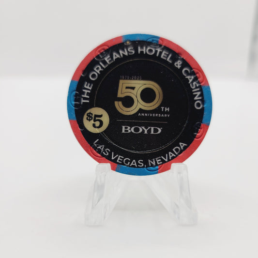 The Orleans Hotel Casino Las Vegas Nevada 2025 "Boyd 50th Anniversary" $5 Casino Chip