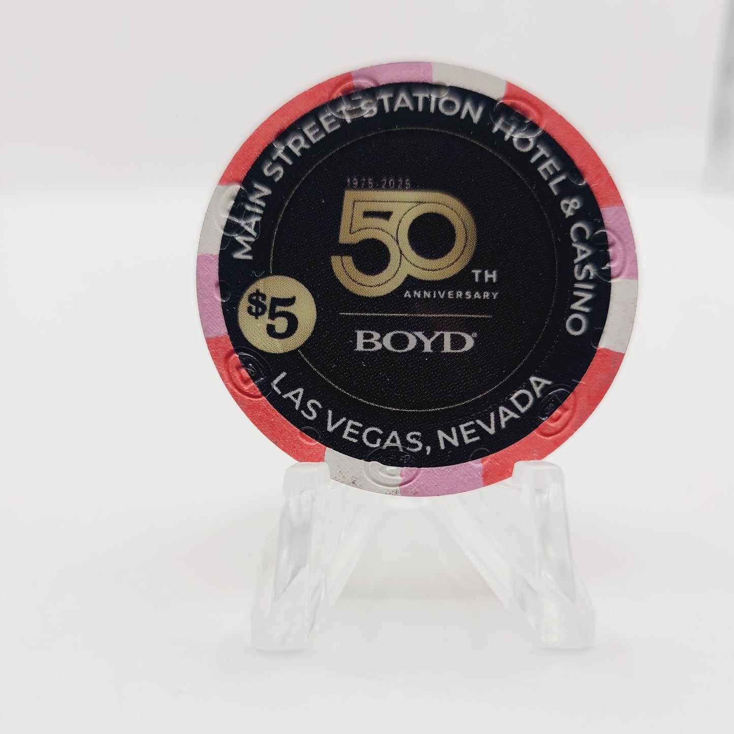 Main Street Station Hotel Casino Las Vegas Nevada 2025 "Boyd's  50th Anniversary" $5 Casino Chip