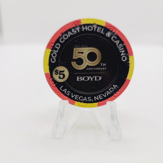 Gold Coast Hotel Casino Las Vegas Nevada 2025 "Boyd's  50th Anniversary" $5 Casino Chip