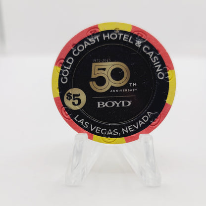 Gold Coast Hotel Casino Las Vegas Nevada 2025 "Boyd's  50th Anniversary" $5 Casino Chip
