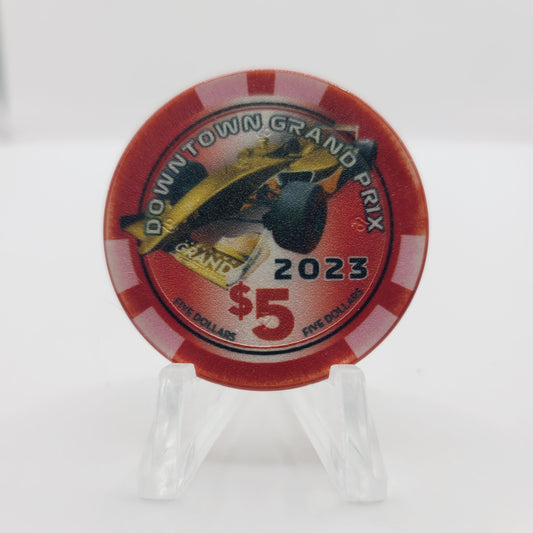 Downtown Grand Hotel Casino Las Vegas Nevada 2023 Grand Prix $5 Casino Chip