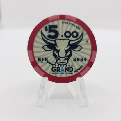 Downtown Grand Casino Las Vegas Nevada "2024 Wrangler NFR" $5 Casino Chip D3883
