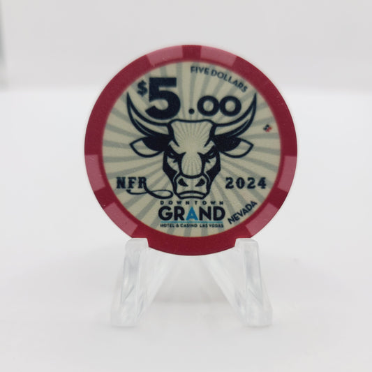 Downtown Grand Casino Las Vegas Nevada "2024 Wrangler NFR" $5 Casino Chip D3883