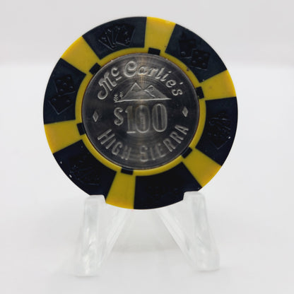 High Sierra "McCarlie's" Casino Sparks Nevada 1977 $100 Casino Chip N0947