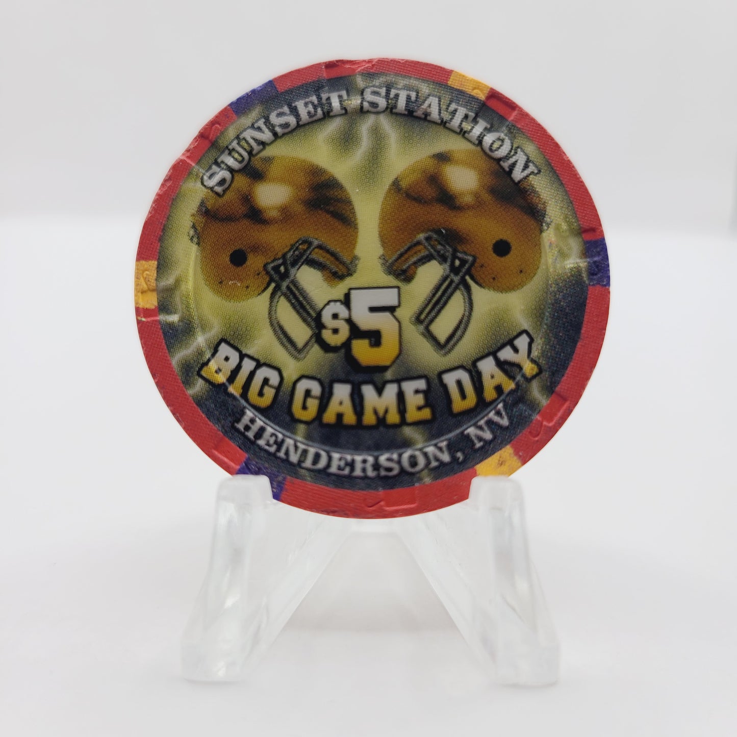 Sunset Station Hotel Casino Henderson Nevada 2000 "Big Game Day" $5 Casino Chip V5712