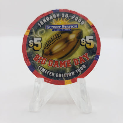 Sunset Station Hotel Casino Henderson Nevada 2000 "Big Game Day" $5 Casino Chip V5712
