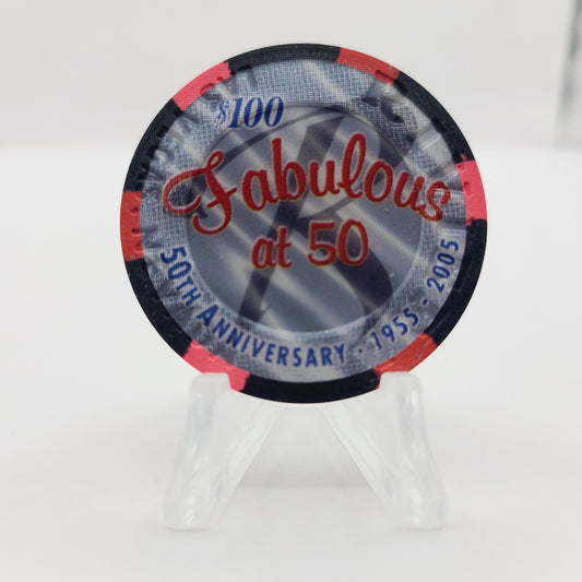 Riviera Hotel Casino Las Vegas Nevada 2005 "Fabulous at 50, 50th Anniversary" $100 Limited Casino Chip E4559