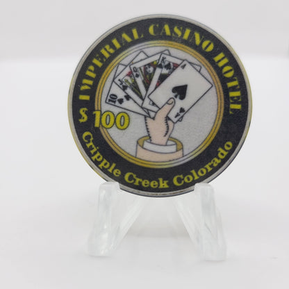 Imperial Casino Hotel Cripple Creek Colorado 1996 "Poker Room" $100 Casino Chip