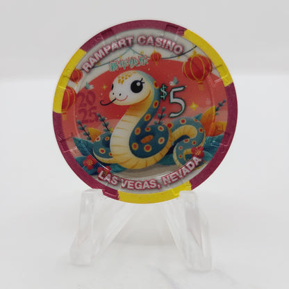 Rampart Hotel Casino Las Vegas Nevada "Year of the Snake" 2025 $5 Casino Chip