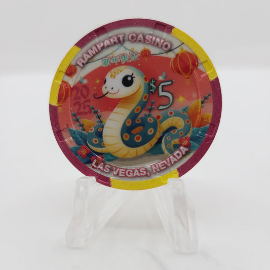 Rampart Hotel Casino Las Vegas Nevada "Year of the Snake" 2025 $5 Casino Chip
