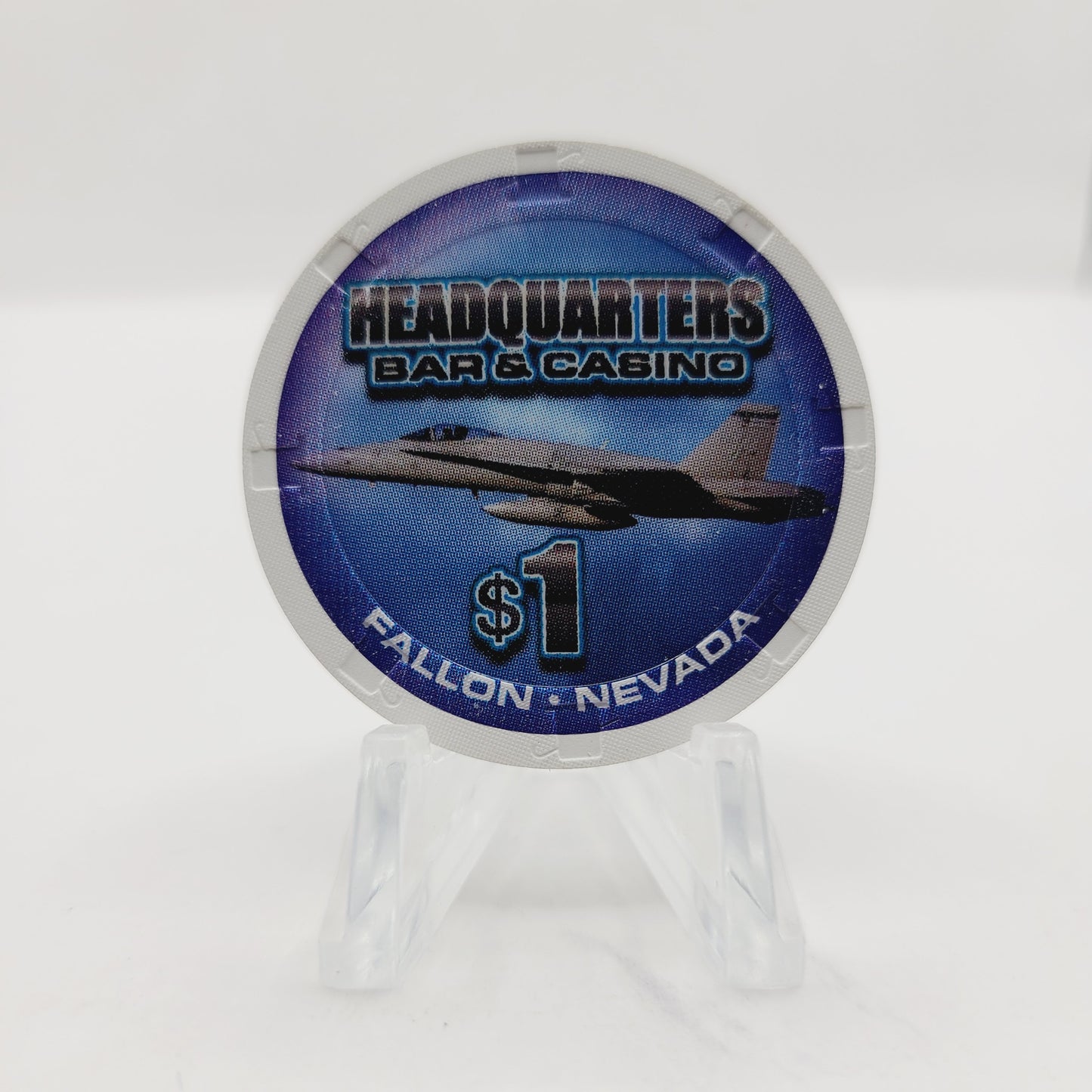 Headquarters Bar Casino Fallon Nevada 2012 "Fighter Plane" $1 Casino Chip D0486